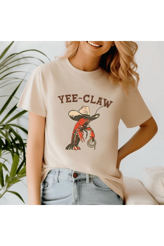 Yee Claw Yee Haw Crab Shirt, Cowboy Crawfish Meme Shirt, Funny Crawfish Tee, Summer Tee