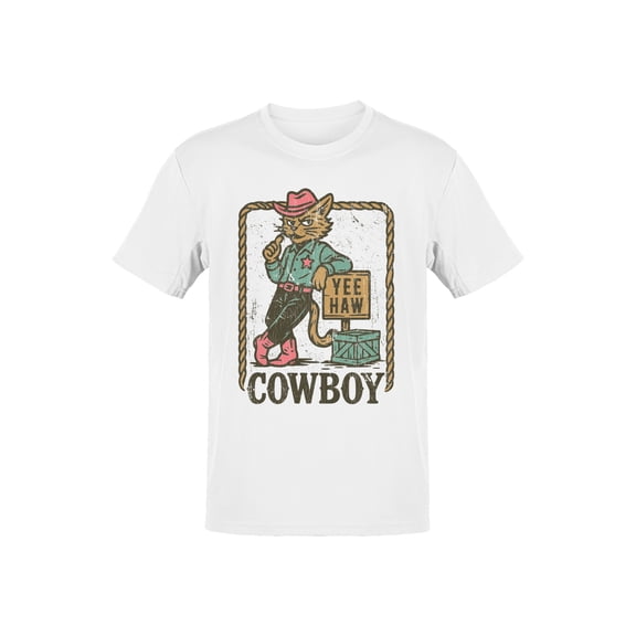 Yee Haw Cat Cowboy Graphic Men's T-shirt