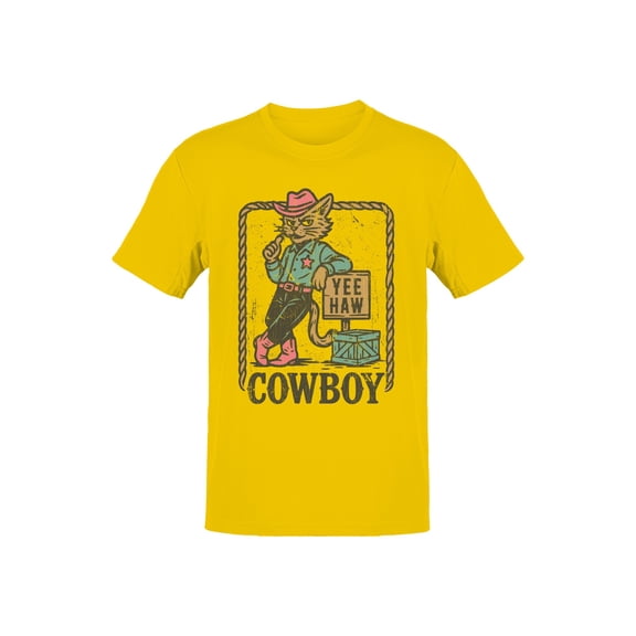 Yee Haw Cat Cowboy Graphic Men's T-shirt
