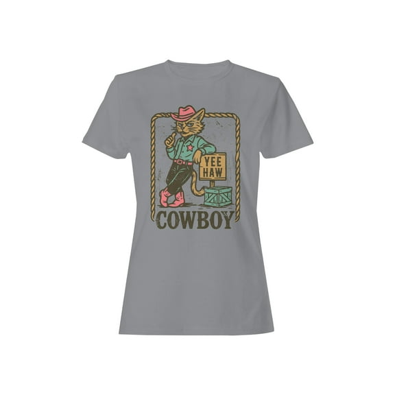 Yee Haw Cat Cowboy Graphic Women's T-shirt
