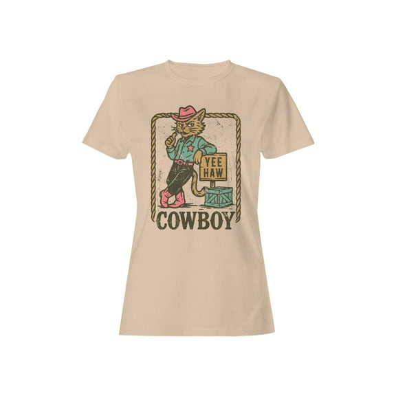 Yee Haw Cat Cowboy Graphic Women's T-shirt
