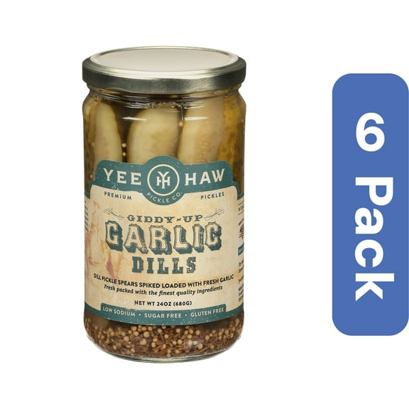 Yee Haw Pickle Company Giddy Up Garlic Dill Pickles 24 oz (Pack Of 6)