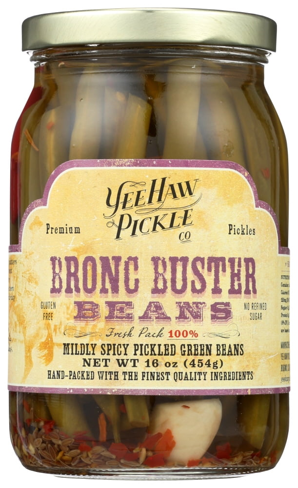 Yee-Haw Pickle Company Mildly Spicy Pickled Green Beans, 16 Oz