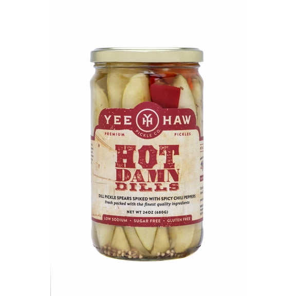 Yee-Haw Pickles Hot Damn Dills Spears, 24 Oz.