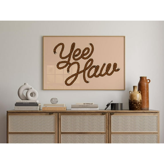 Yee Haw Rope Typography Wall Art - Western Rustic Decor - Cowboy Rodeo Style Rope Lettering For Country Homes Wall Art, Modern Wall Decor, 12x18 UNFRAMED