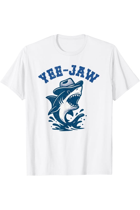 Yee Jaw Shark Cowboy Western Country Vibes T-Shirt