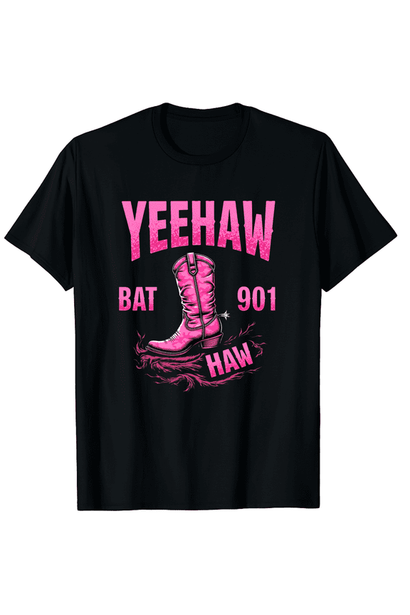 Yee haw howdy pink cowgirl tee. Yeehaw womens Graphic Black T-Shirt for Men and Women