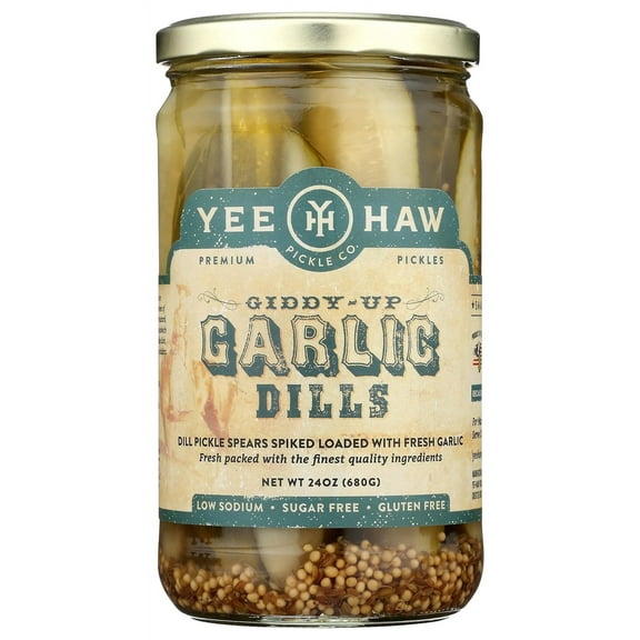 YeeHaw Pickle Co. Giddy-Up Garlic Dills Premium Pickles -- 24 oz Pack of 2