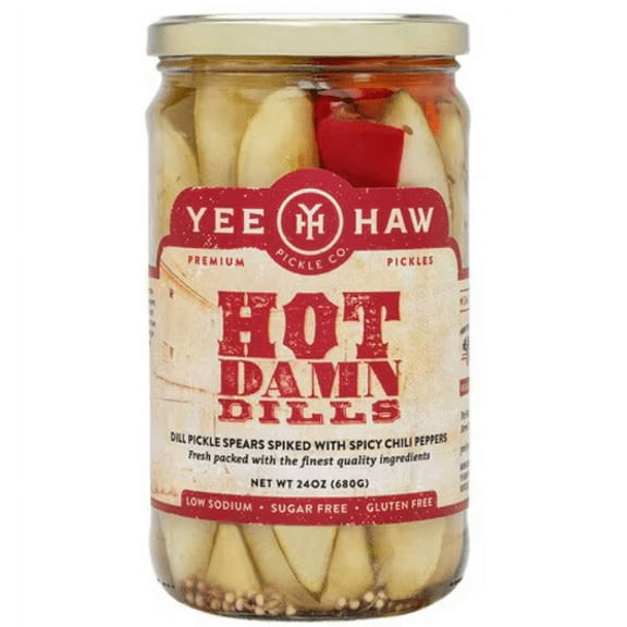 YeeHaw Pickle Co. Hot Damn Dills Premium Pickles -- 24 oz Pack of 4