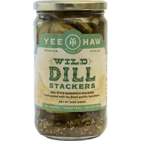 YeeHaw Wild Dill Pickle Stackers, 24 Oz Jar, 28 g per Serving
