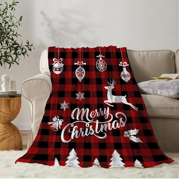YeeJu Christmas Decorative Throw Blanket Red Plaid Christmas Throw Blanket for Couch Sofa Bed Soft Cozy Lightweight Fuzzy Plush Fleece Blankets and Throws Xmas Winter Blanket 50x60