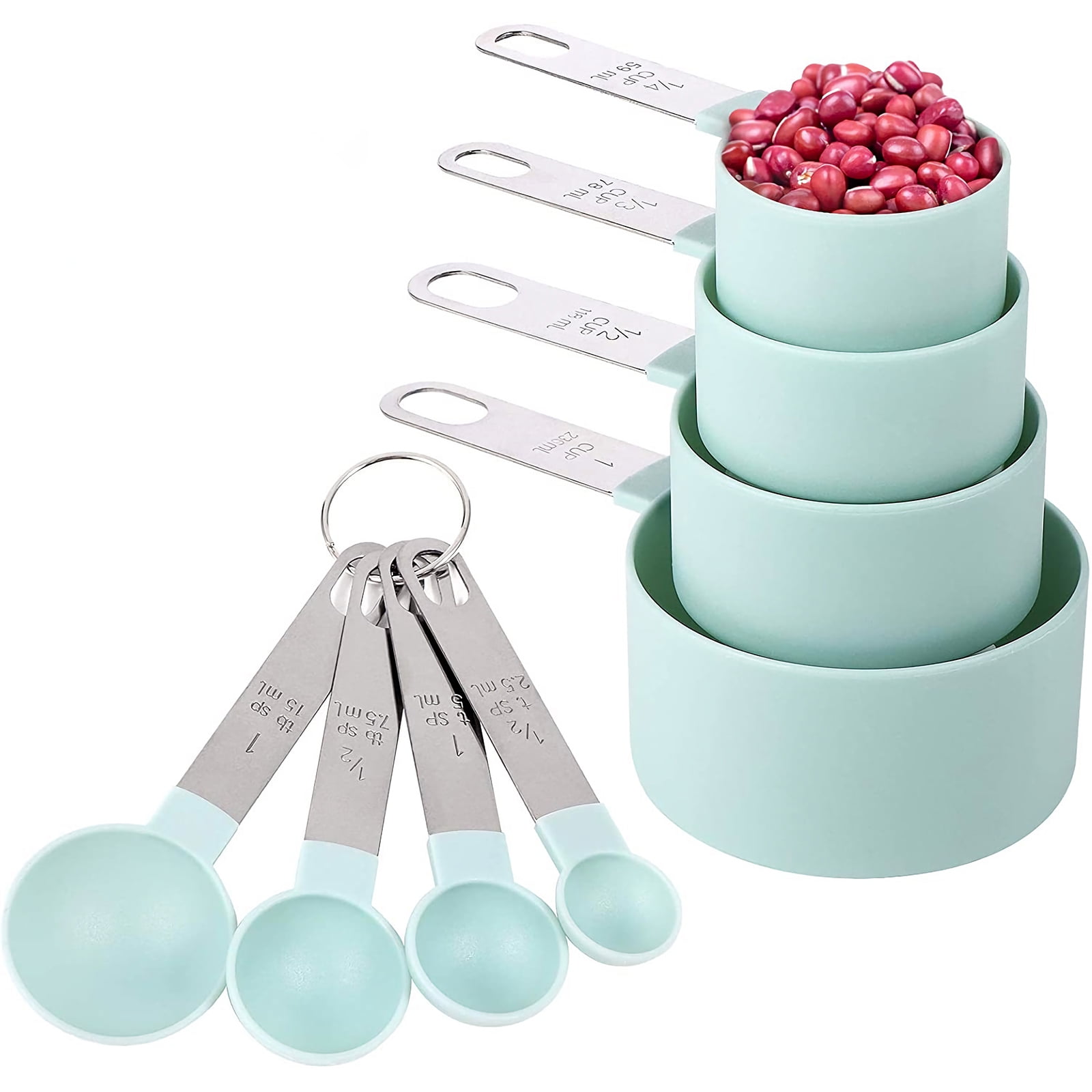 Yeebline 8-Piece Measuring Cups and Spoons Set, Stainless Steel Handle ...