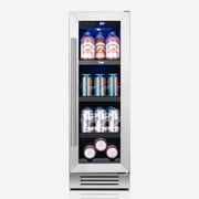 Yeego 12 Inch Beverage Refrigerator - 60 Cans Compact Beverage Cooler with Glass Door, Under Counter Drink Fridge Built-In or Freestanding