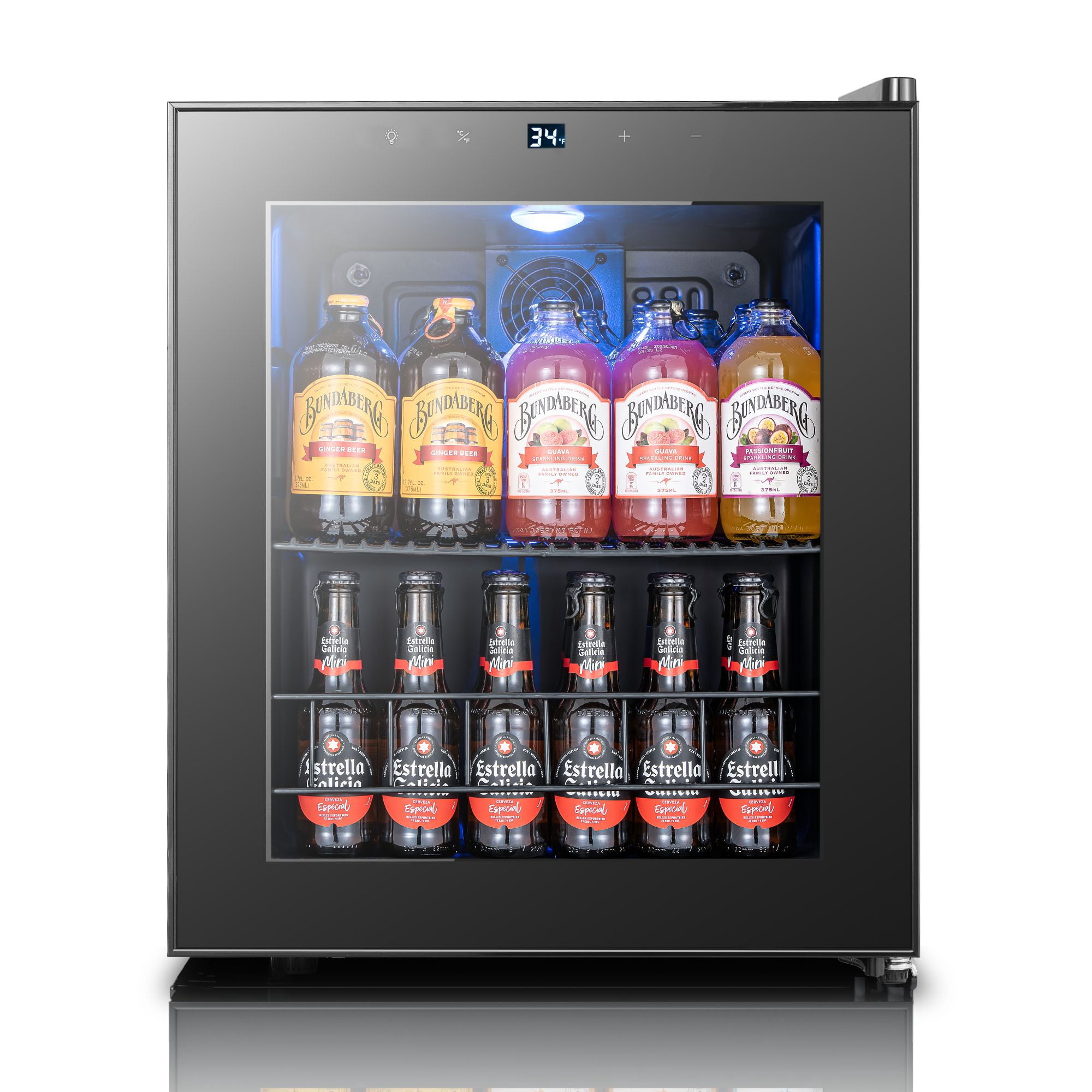 Yeego 1.63 Cu.ft. Mini Beverage Refrigerator Cooler - 65 Can Mini Fridge with Double Glass Door, for Home/Bar/Office, Electronic Touch Control