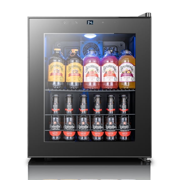 Yeego 1.63 Cu.ft. Mini Beverage Refrigerator Cooler - 65 Can Mini Fridge with Double Glass Door, for Home/Bar/Office, Electronic Touch Control