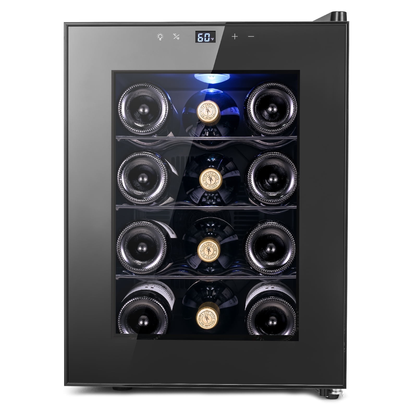 Yeego 12 Bottle Wine Refrigerator Cooler, Freestanding Small Mini Wine Cellar with Digital Temperature Control Thermoelectric Wine Cooler, Countertop Wine Cooler for Wine Enthusiasts, Black