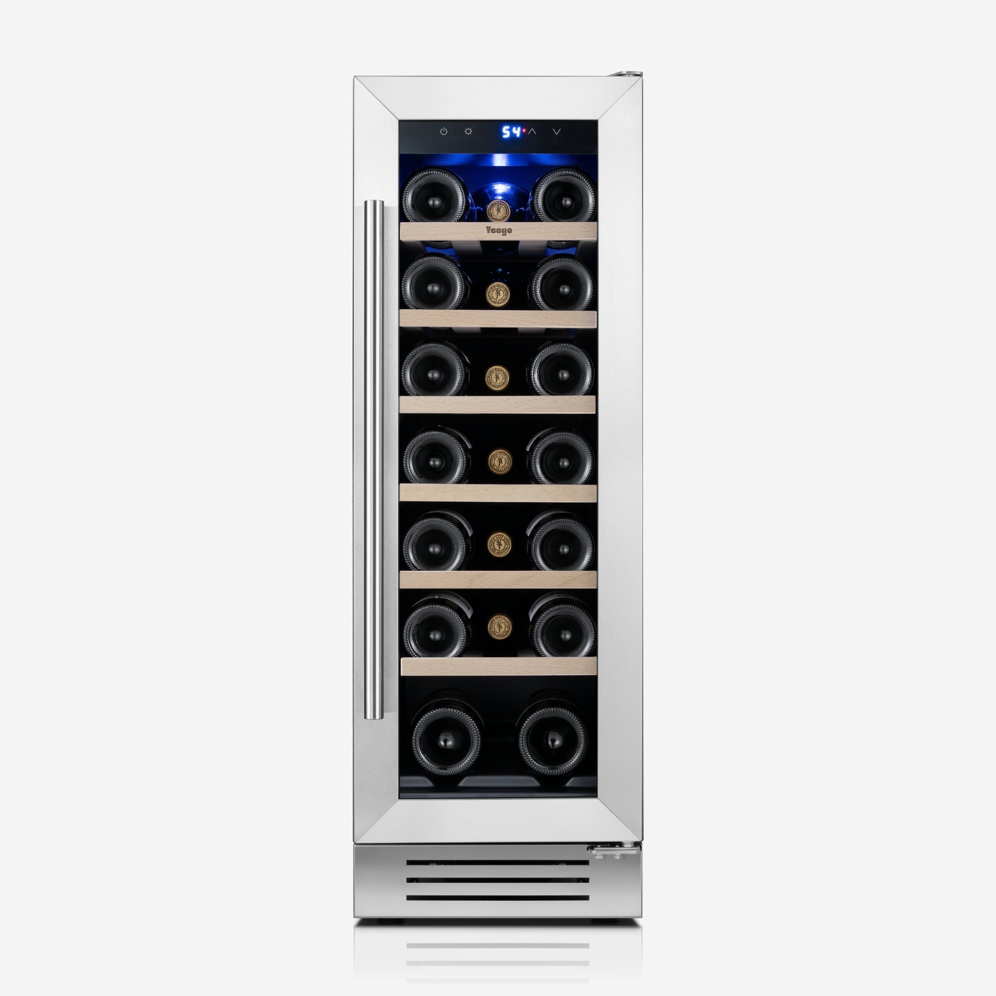 Yeego 12" Wine Cooler Refrigerator, 18 Bottles Wine Refrigerator with Compressor, Wine Fridge with Glass Door ， Built-in Undercounter or Freestanding