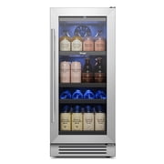 Yeego 15" Beverage Fridge, 100 Can Drink Refrigerator Cooler with Glass Door, Built in or Freestanding Mini Beverage Cooler for Kitchen, Bar, Home