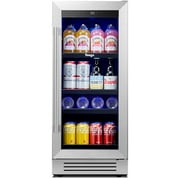 Yeego 15 inch Beverage Refrigerator, 80 Cans Beverage Cooler Built-in or Freestanding with Stainless Steel Door