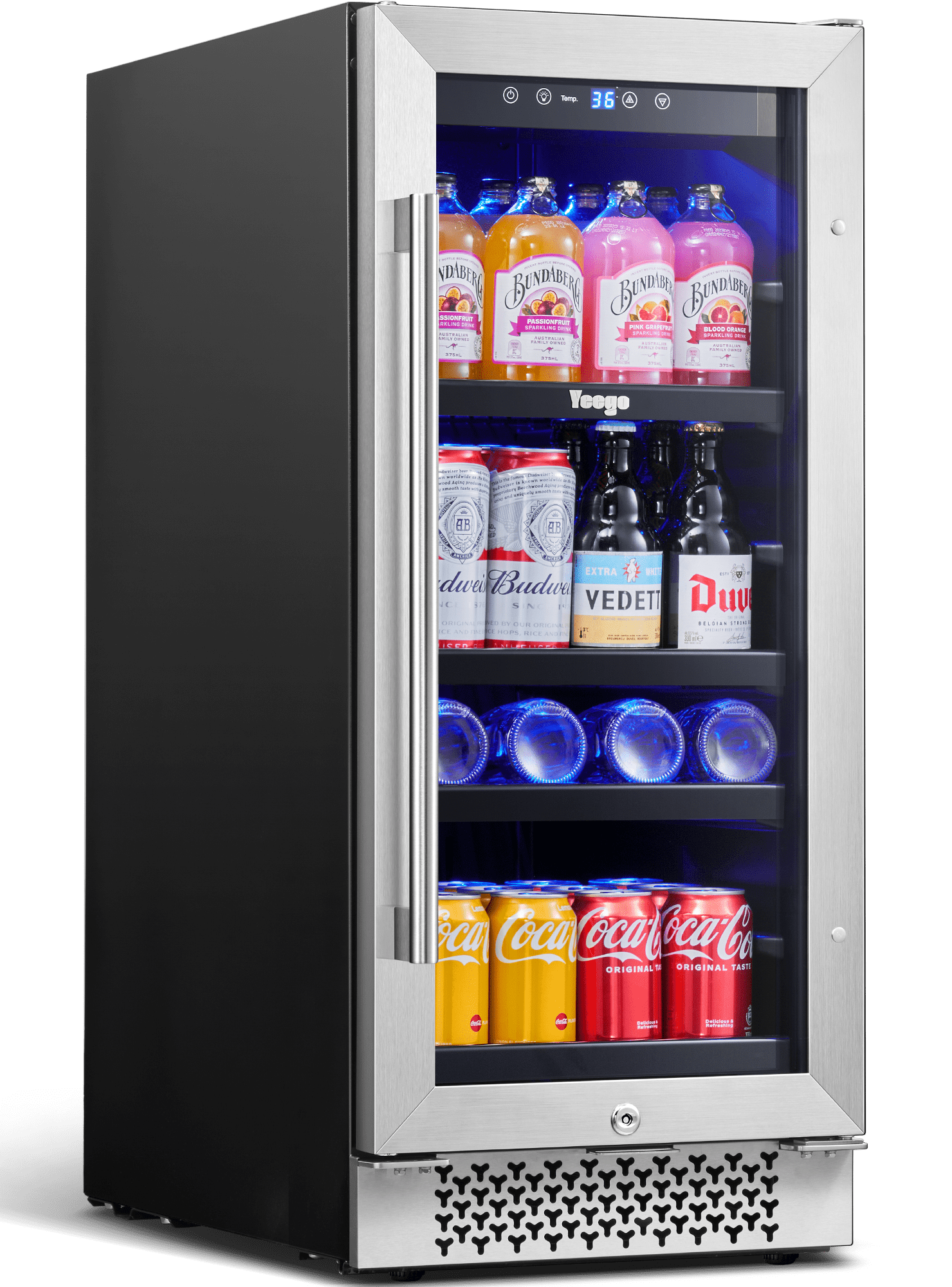 Yeego 15" Beverage Refrigerator,Beer Fridge Under Counter Builtin or Freestanding,80 Cans