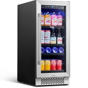 Yeego 15 Inch Beverage Cooler Refrigerator,80 Cans Beverage Fridge Built-in or Freestanding with Stainless Steel Door