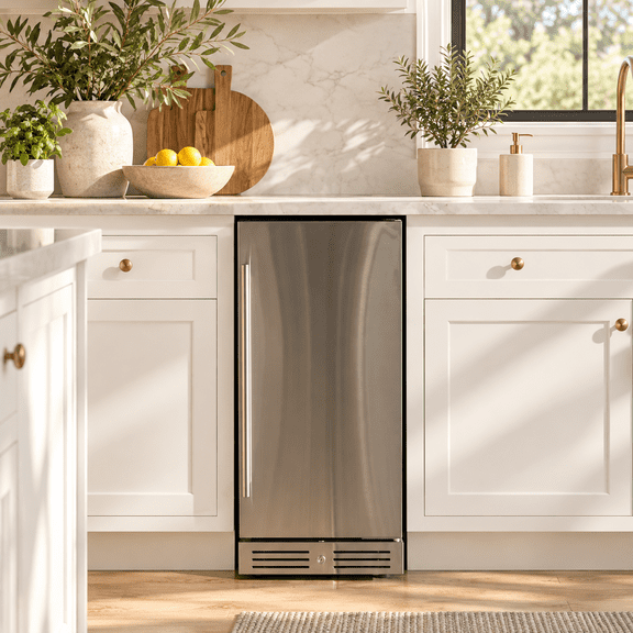 Yeego 15 Inch Beverage Refrigerator, 100 Can Beverage Cooler with Stainless Steel Door, Built-in Outdoor Refrigerator for Soda, Beer, Wine
