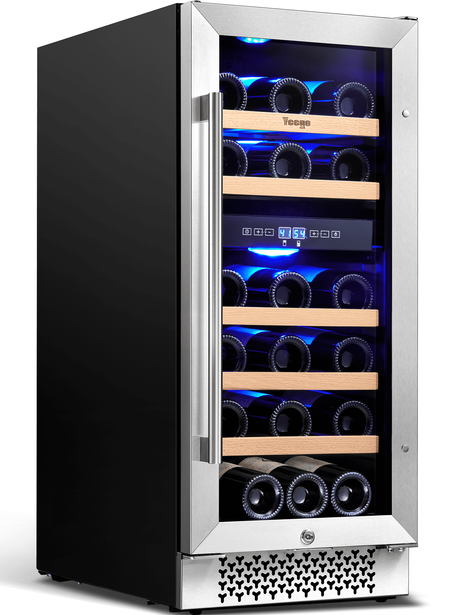 Yeego 15 Inch Mini Wine Cooler Fridge, 28 Bottle Dual Zone Wine Refrigerator with Stainless