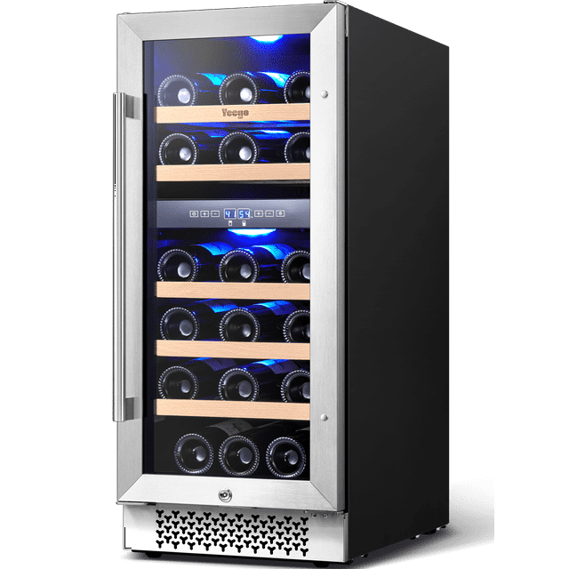 Yeego 15" Wine Cooler Refrigerator, 28 Bottle Dual Zone Wine Fridge