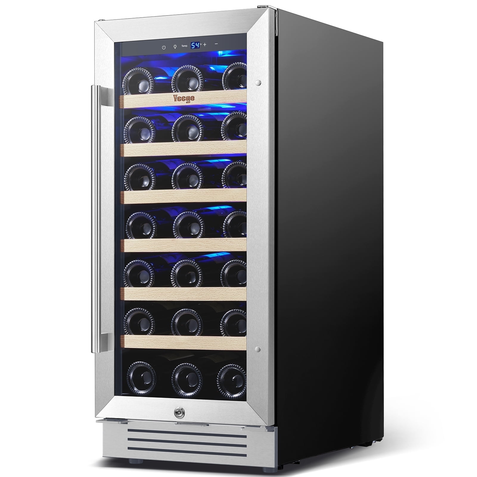 Yeego 15" Wine Refrigerators, 33 Bottle Wine Fridge,Freestanding & Built-in Wine Cooler - Walmart.com