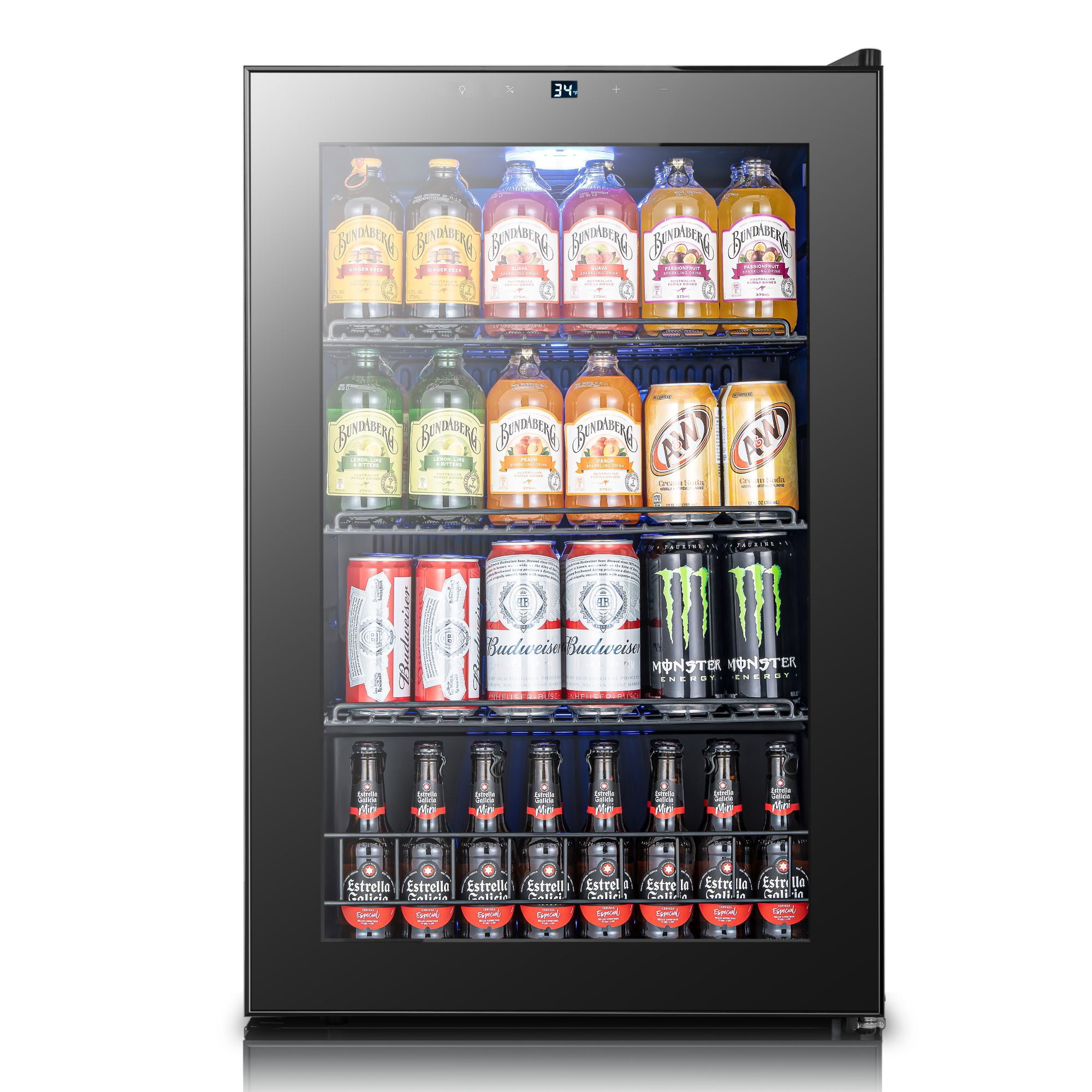 Yeego 160 Can Beverage Refrigerator with Glass Door,4.6 Cu.ft Wine Coolers,Touch Control Panel On the Glass,Freestanding Mini Fridge,Black
