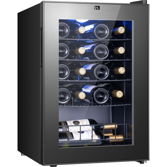 Yeego 2.2 cu.ft Wine Fridge, 20 Bottles Wine Cooler Refrigerator, 38-65℉ Freestanding Mini Fridge with Glass Door, Freestanding/Under Counter Wine Cooler