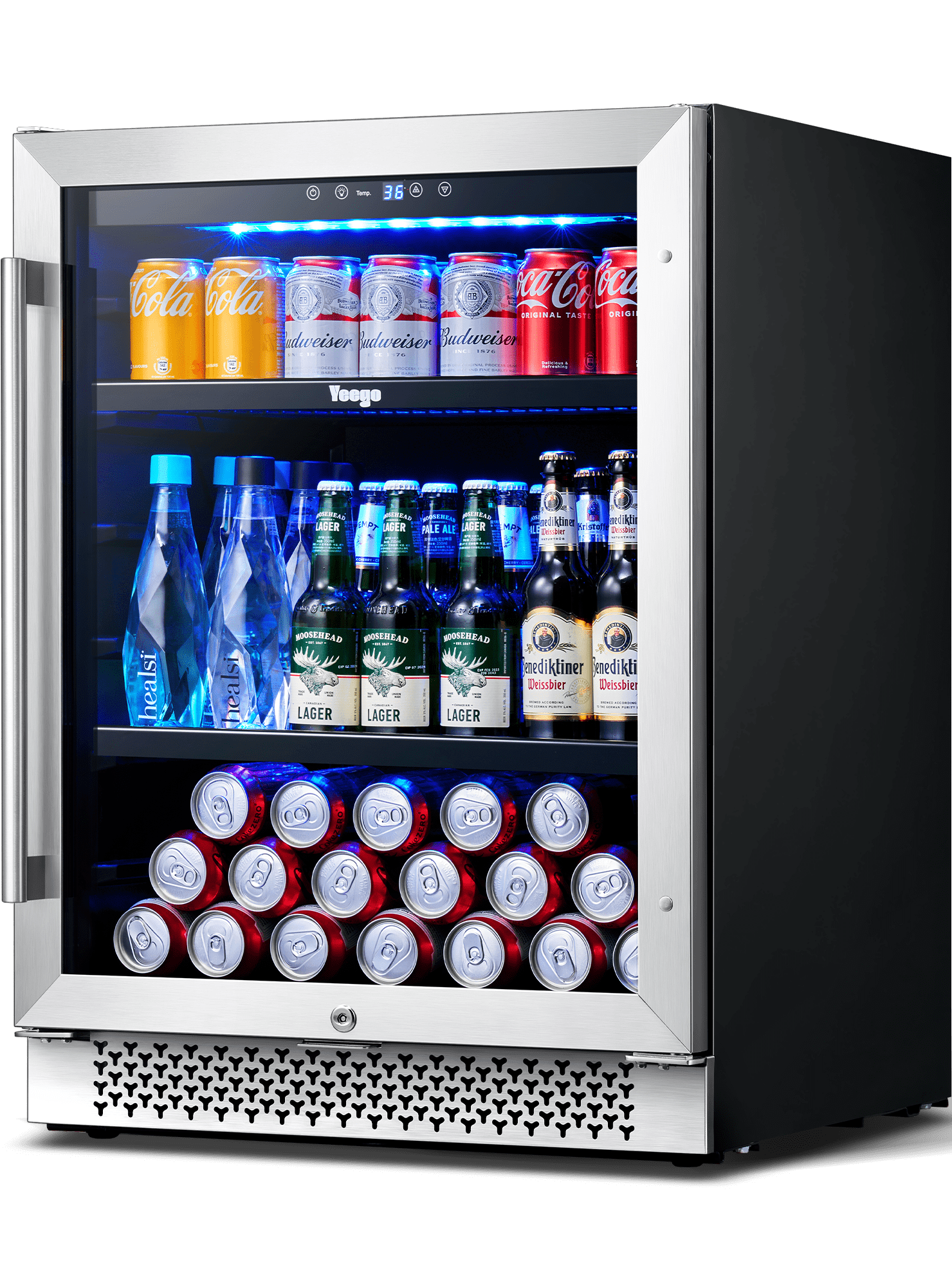 Yeego 24''Beverage Refrigerator , 140 Can Beverage Fridge, Built in or ...