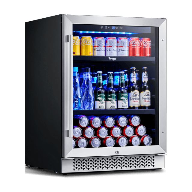 Yeego 24''Beverage Refrigerator,180 Cans Beverage Cooler Builtin or Freestanding for Drink Beer