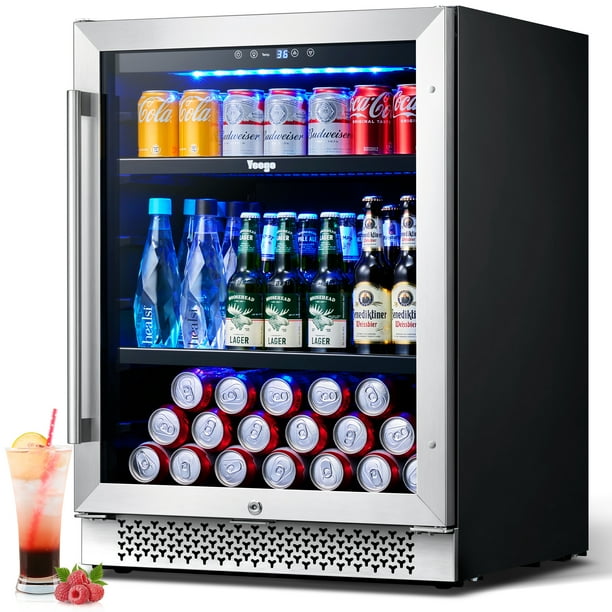 Yeego 24 Beverage Refrigerator Cooler 180 Can Beverage Fridge with Reversible Door Built in or Freestanding for Beer Soda Water