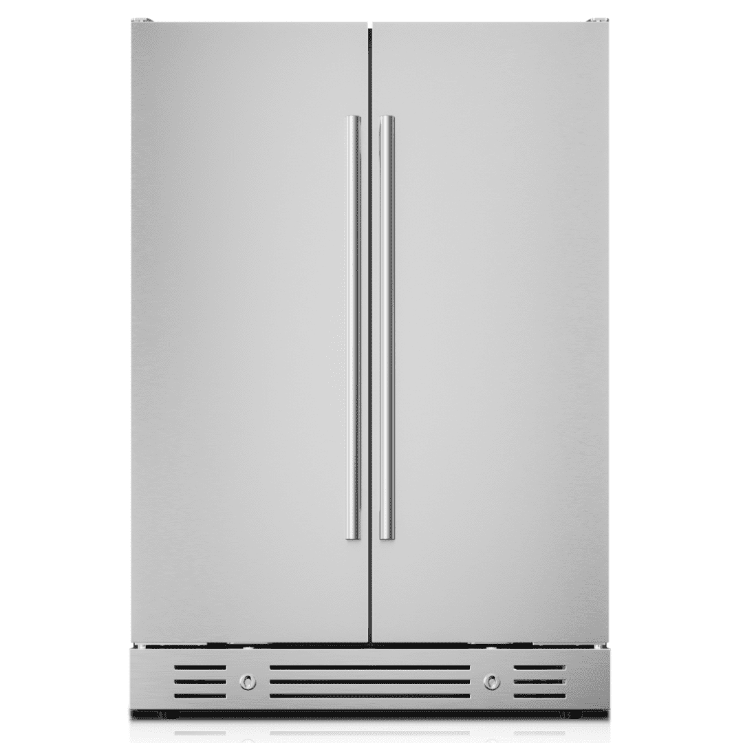 Yeego 24" Built-in Beverage Cooler, Dual Zone 116L/4.1Cuft, 20 Bottles & 60 Cans, Outdoor Rated 304 Stainless Steel Refrigerator with Adjustable Shelves, Lock, 34-65℉, for Home/Bar/Patio