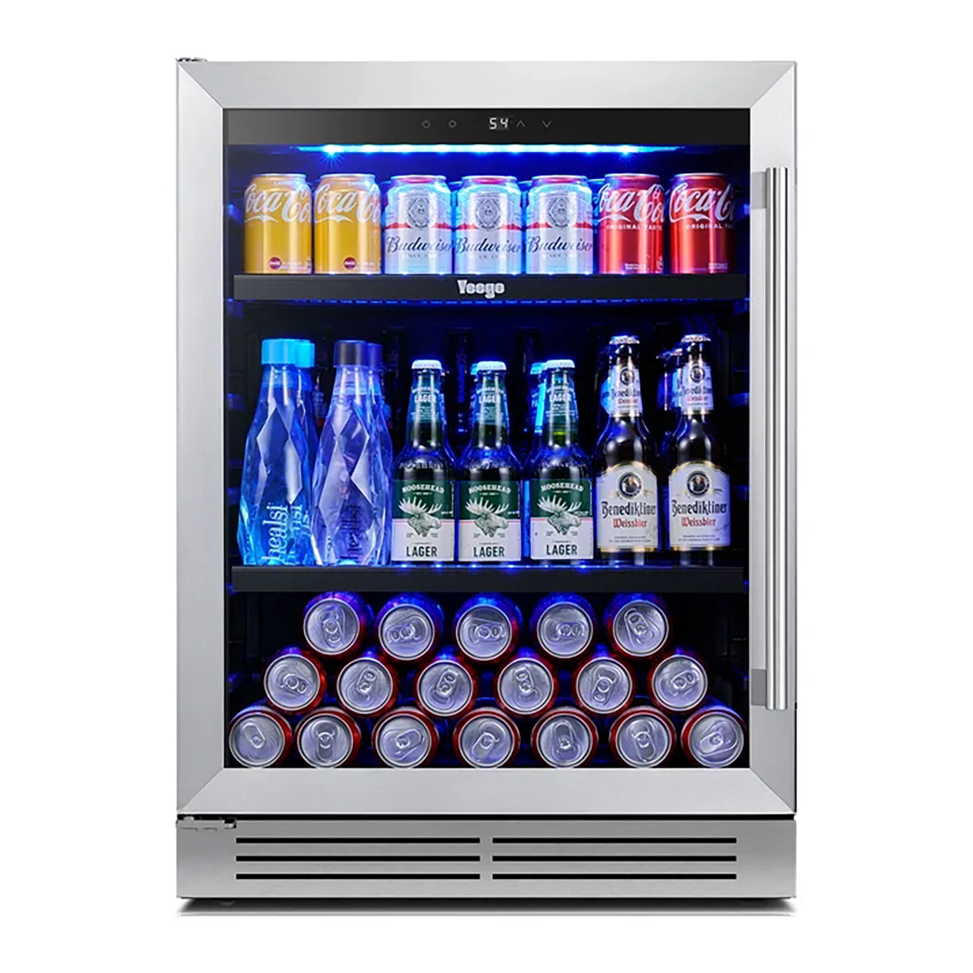 Yeego 24 Inch 180 Cans Beverage Refrigerator Cooler, Double Layer Glass Door, Built-in/Freestanding for Beer Soda Water, Left Hinge