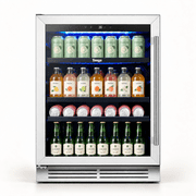 Yeego 24 Inch Beverage Refrigerator, 180 Cans Built-in Drink Cooler with Glass Door for Home Bar Office