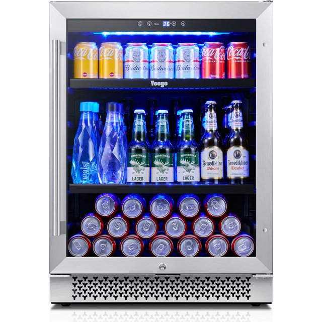 Yeego 24 Inch Beverage Refrigerator, 180 can Beer Fridge with Advanced