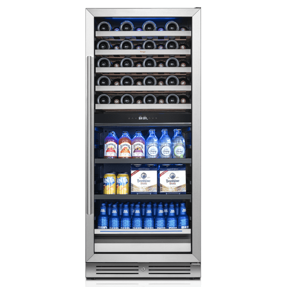 Yeego 24 Inch Wine and Beverage Refrigerator, Built-In Dual Zone Holds 40 Bottles & 112 Cans Full Size Fridge for Home, Bar, Office(Right-Opening)