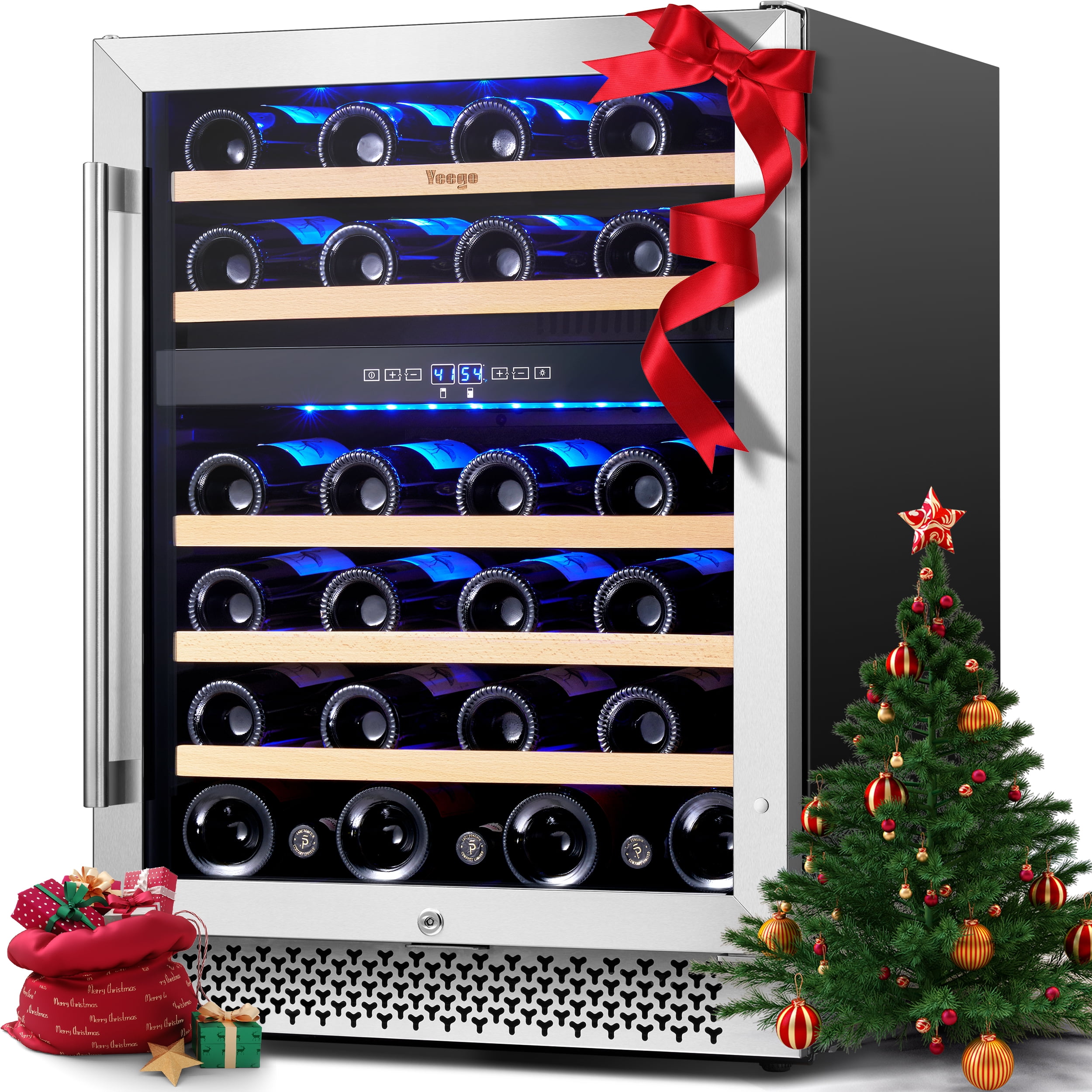 Yeego 24" Wine Cooler, 46 Bottle Dual Zone Wine Cooler Refrigerator