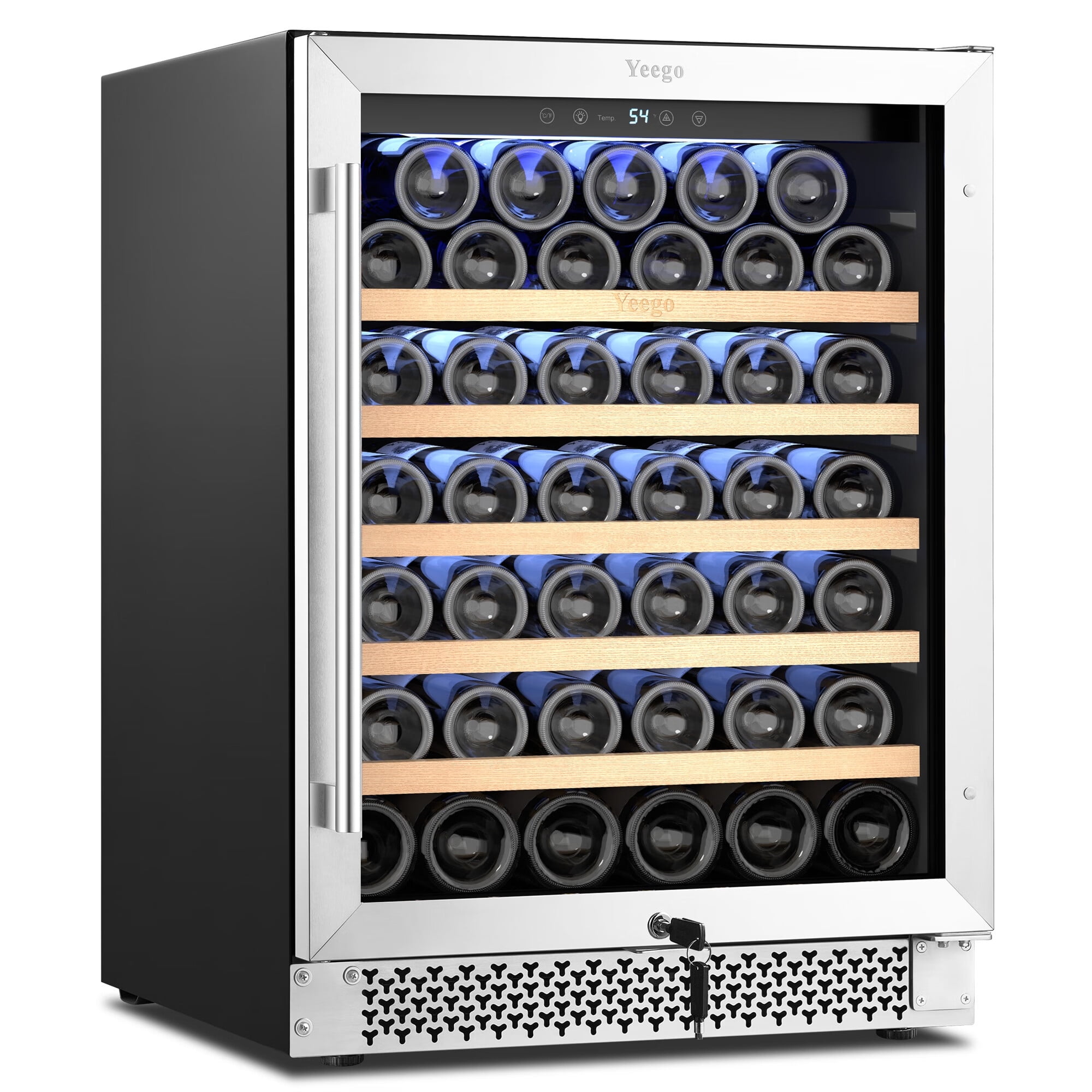 Yeego 24" Wine Cooler, 52 Bottle Wine Fridge Builtin or Freestanding