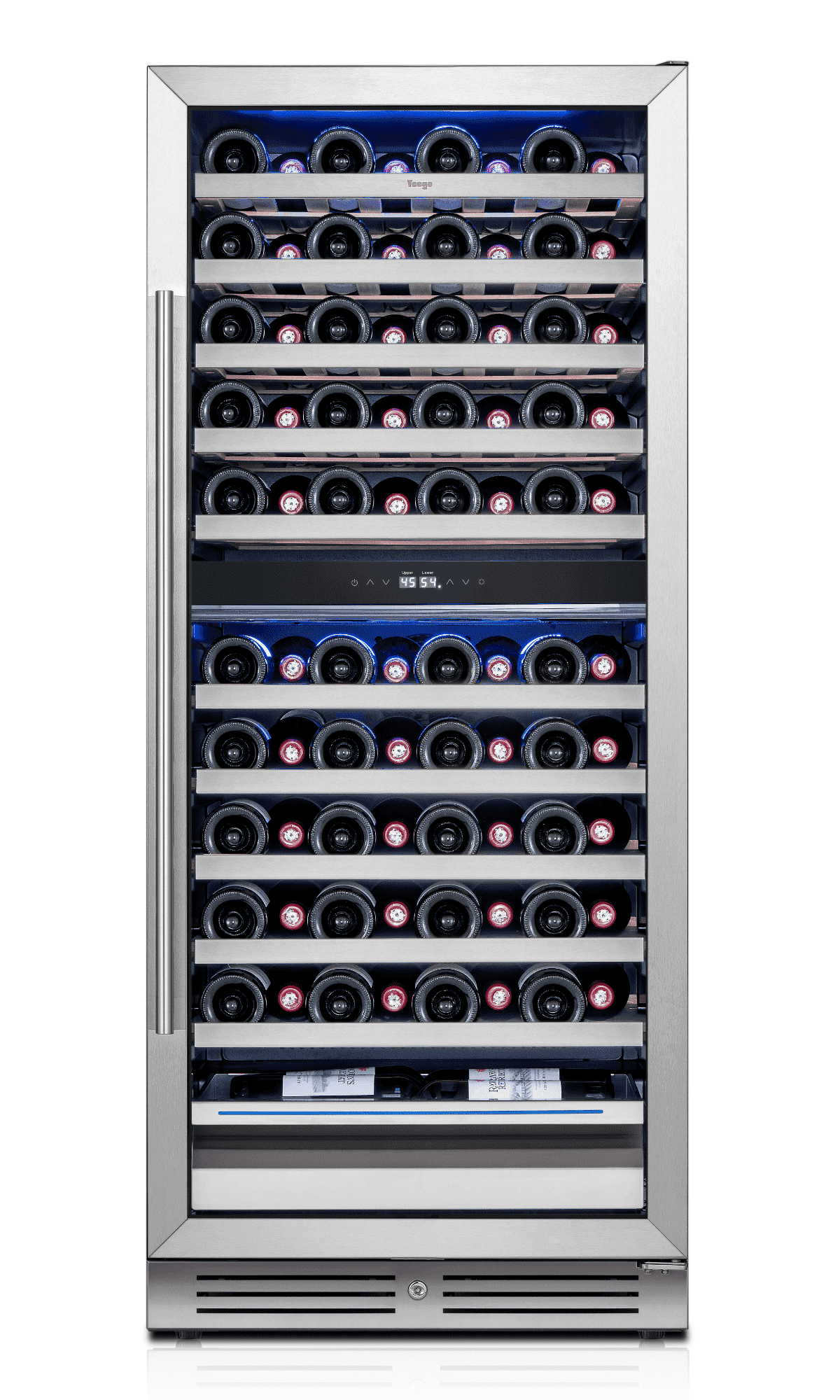 Yeego 24"  Full Size Wine Fridge, 89 Bottle Dual Zone Wine Refrigerator Freestanding & Built-in Cooler for Home Bar(Right-Opening)
