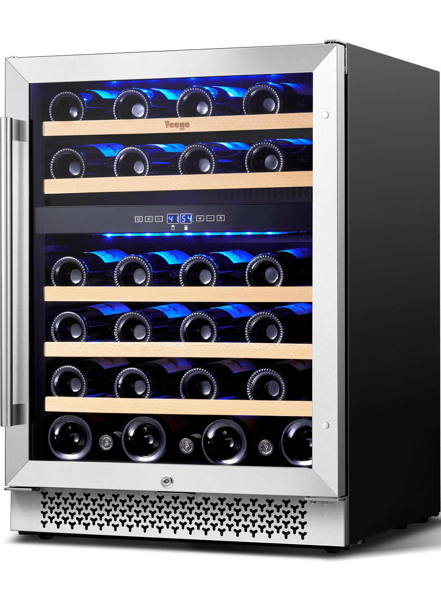Yeego 24'' Wine Refrigerator, 46 Bottle Under Counter Dual Zone Wine Cooler in Stainless Steel