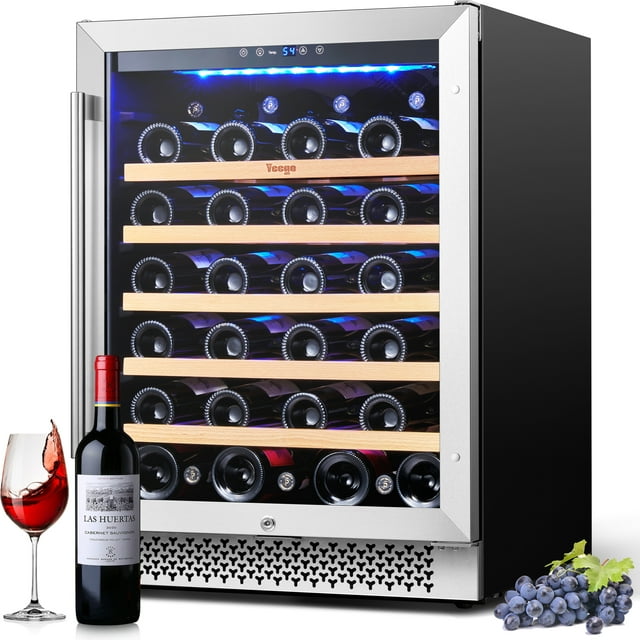 Yeego 24" Wine Refrigerator Cooler, 52 Bottles Wine Fridge with Glass
