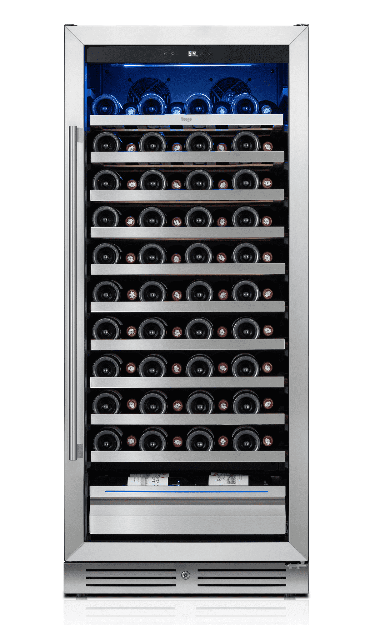 Yeego 24-inch Wine Cooler Refrigerator, 89-Bottle , Stainless Steel,  Dual-Color LED Light, 40°F-65°F Built-in or Freestanding Fridge for Home/Bar/Kitchen