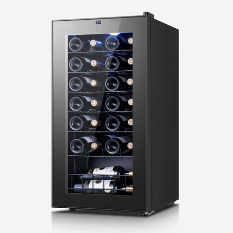 Yeego 3.1 cu.ft Wine Fridge, 38-65F Wine Cooler Refrigerator, Under Counter, Freestanding Wine Cooler with Glass Door, Touch Temperature Control and LED, Suitable for Red Wine, White Wine and Champa