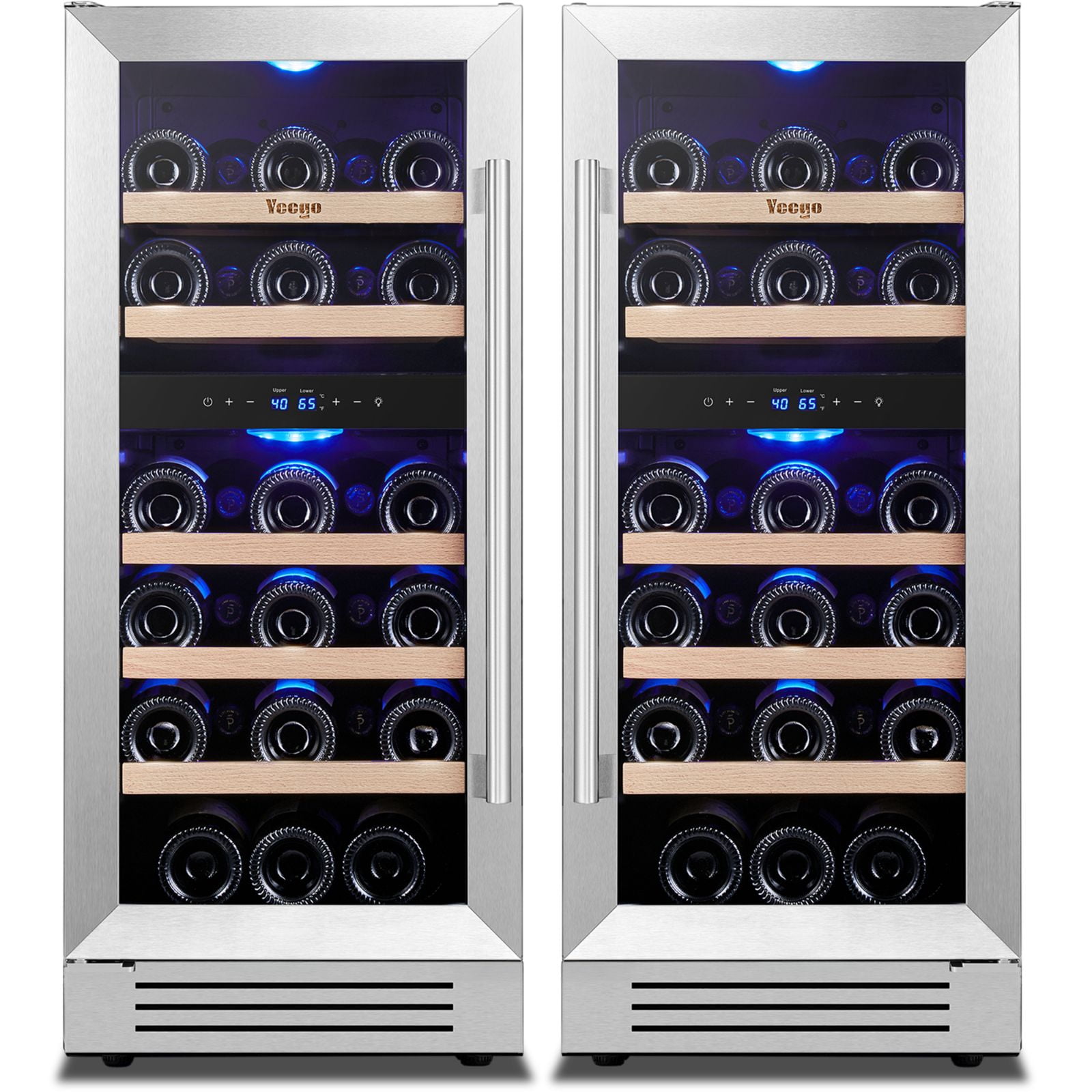 Yeego 30" Wine Refrigerator, Built-in and Freestanding Dual Zone UnderCounter Wine Cooler, Hold 56 Standard 750ml Wine Bottles