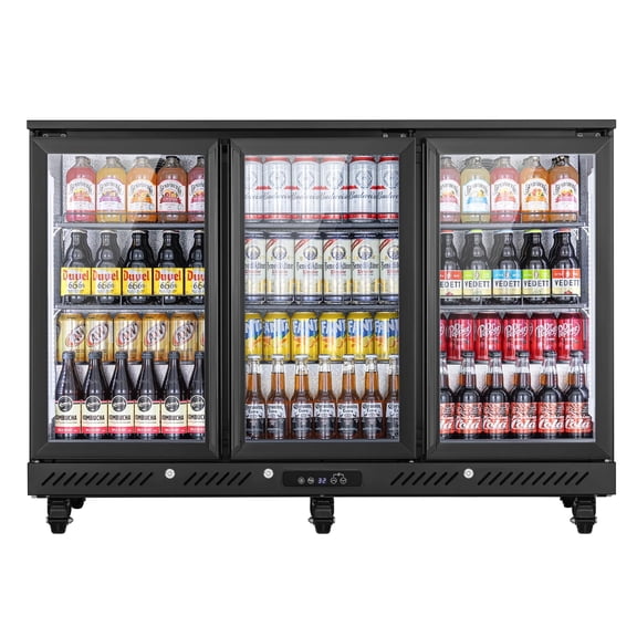 Yeego 54 Inch 3-Door Back Bar Beverage Cooler, 10 Cu.Ft Commercial Under Counter Beverage Refrigerator, 323 Cans Capacity, 32-50F, Glass Door, Adjustable Shelves for Bar Restaurant Store
