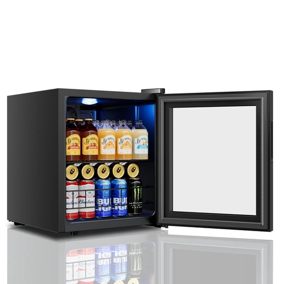 Yeego 65 Can Beverage Refrigerator, Freestanding Mini Beverage Cooler with Glass Door and Adjustable Removable Shelves for Drinks,1.62 Cu.ft.