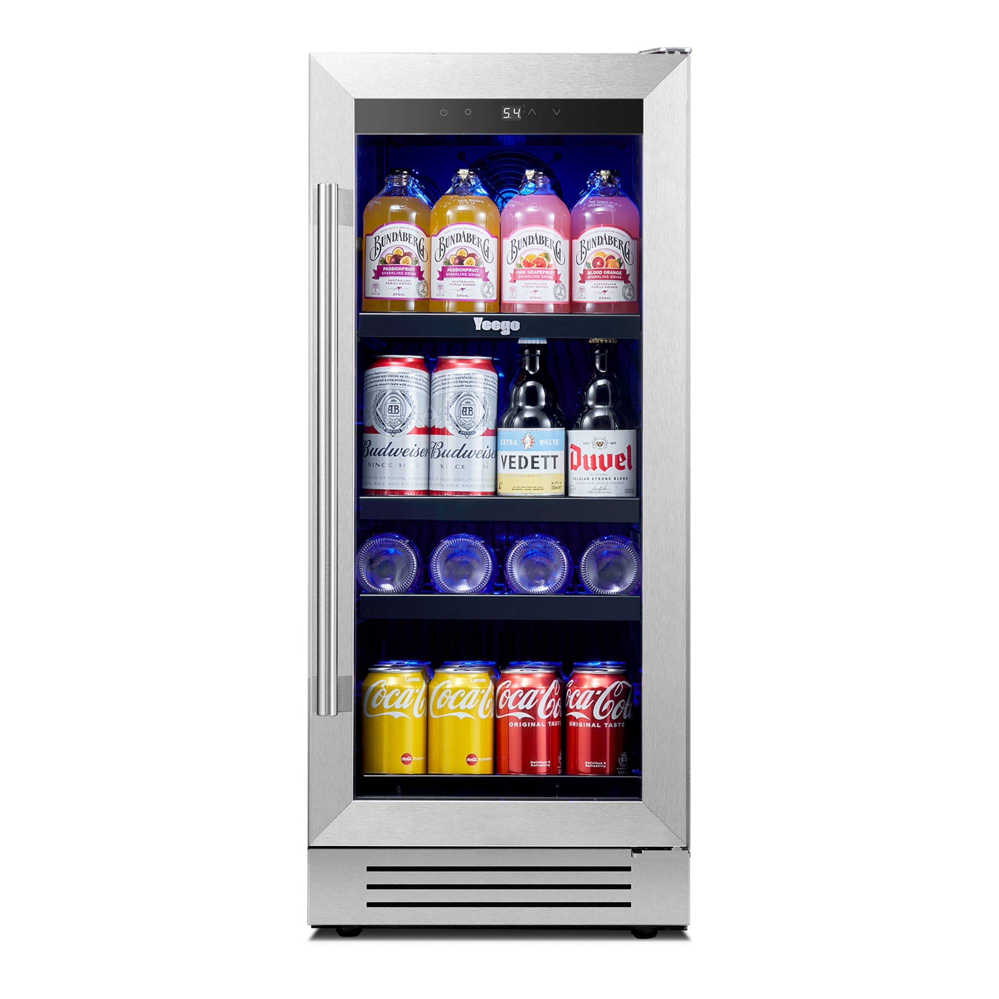 Yeego 80 Cans 15 Inch Beverage Refrigerator, Stainless Steel Built-in/Freestanding Cooler